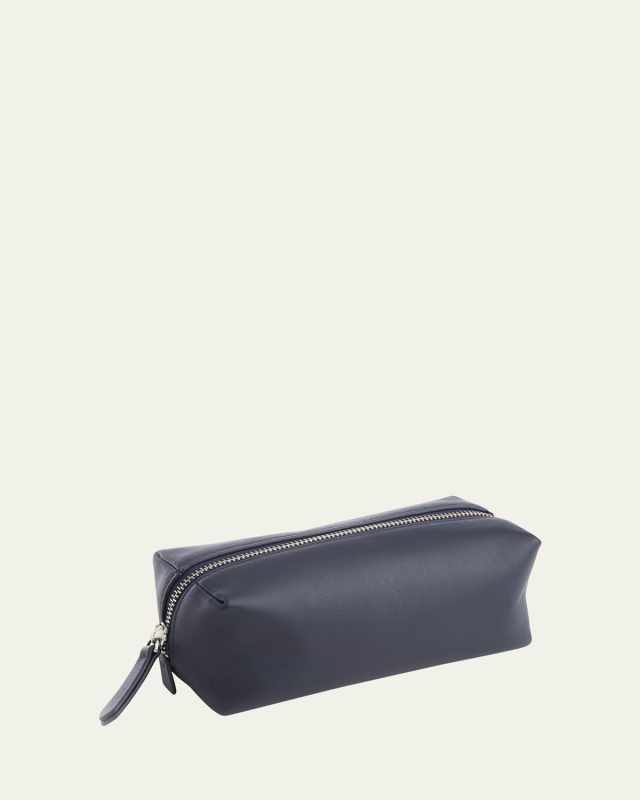 Monogrammed Leather Zippered Utility Bag